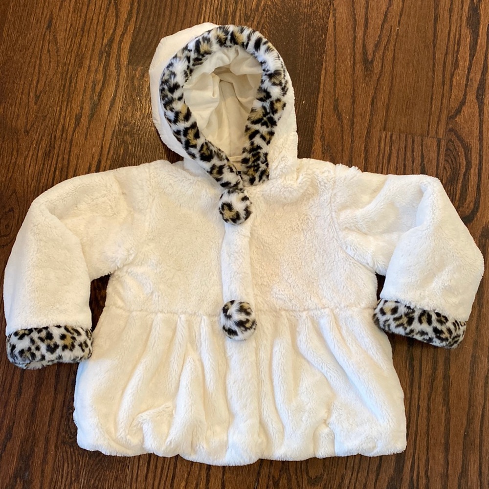 Rothschild white/leopard fur jacket, size 4T